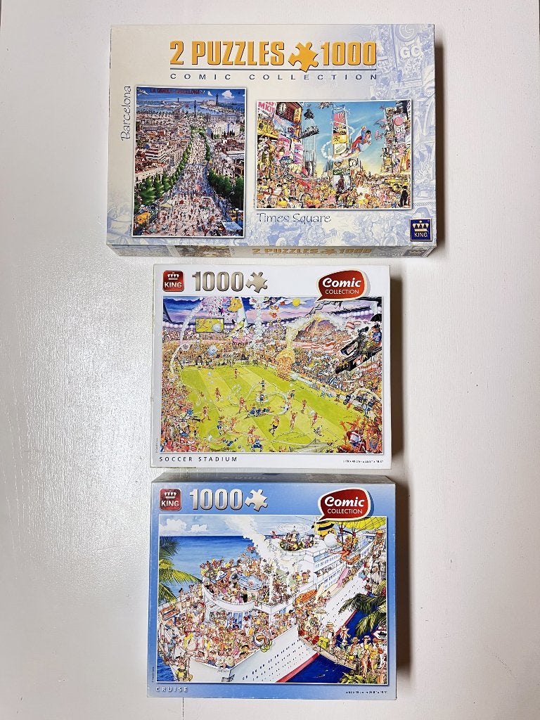 King - Bundel 3 dozen | 4 puzzels 1000 stukjes, Verzenden, 500 t/m 1500 stukjes, Zo goed als nieuw, Legpuzzel