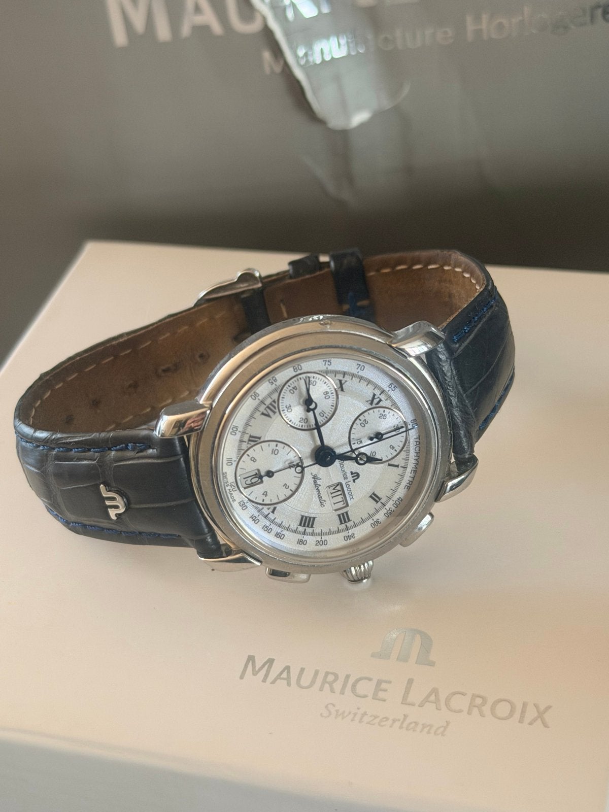 Maurice Lacroix Chronograaf masterpiece 67668, Overige merken, Leer, Staal, Polshorloge