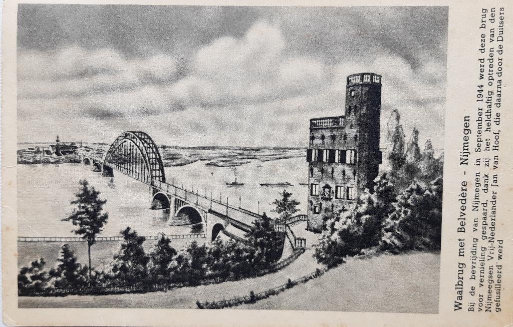 Ansichtkaart Waalbrug met Belvedere bij Nijmegen, Verzamelen, Verzenden, 1960 tot 1980, Ongelopen, Gelderland