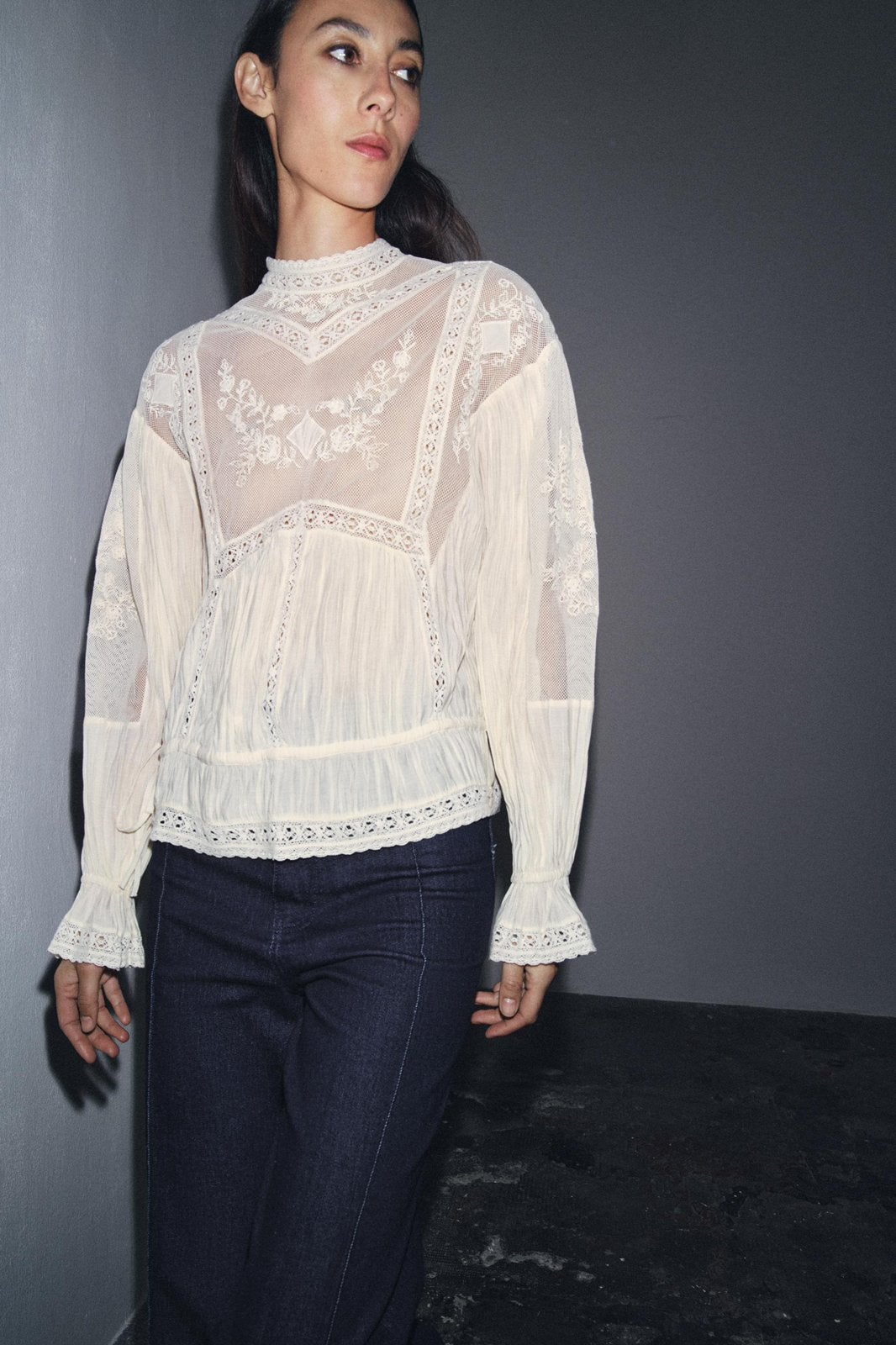 Zara Limited Edition Broderie Blouse M Zara Geborduurd m, Ophalen of Verzenden, Nieuw, Maat 38/40 (M), Wit