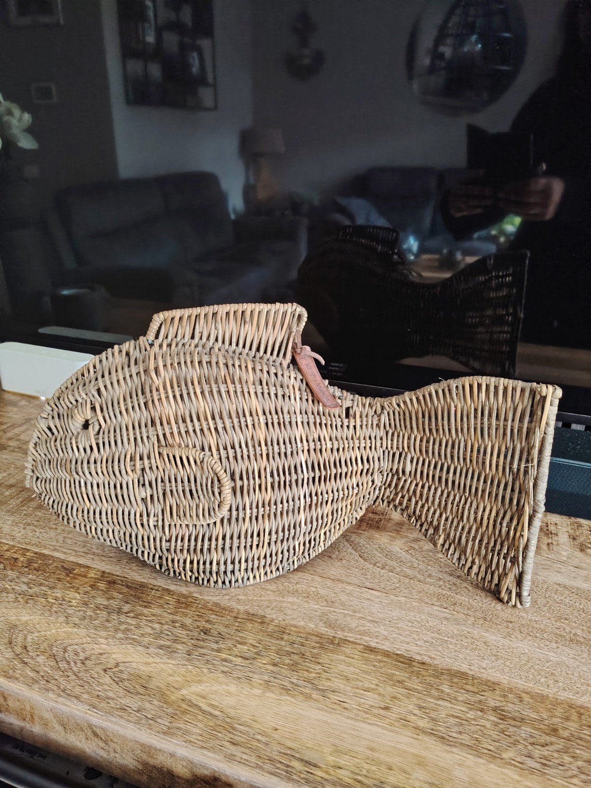 Riviera Maison Rattan Vis Decoratie, Beige, Ophalen of Verzenden, Natuurlijk materiaal, Landelijk