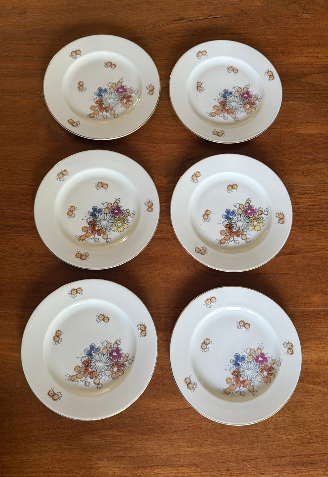 6 Henneberg Helena gebaksbordjes, Vintage, Ophalen of Verzenden, Zo goed als nieuw, Bord(en)