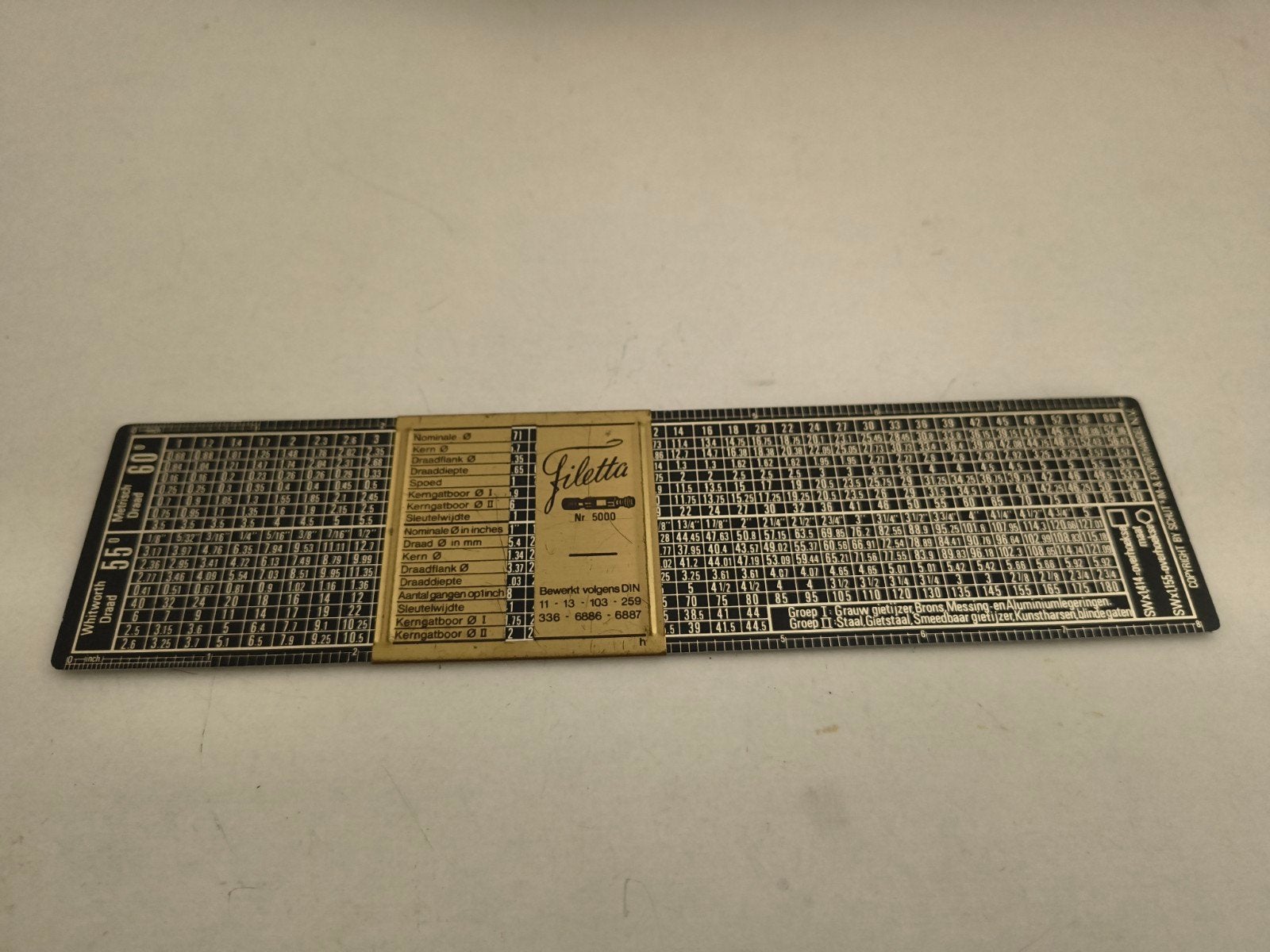 Prachtige Vintage Metalen Filetta Nr. 5000 Schuifomrekenaar, Ophalen