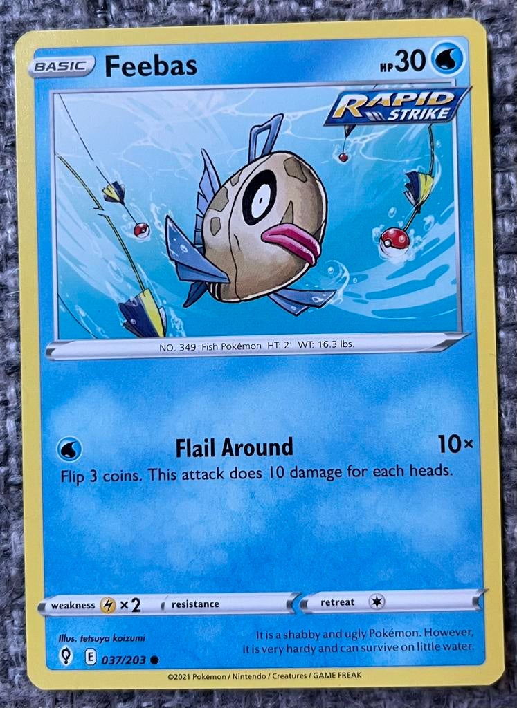 Pokémonkaart van Feebas (349) • Evolving Skies (037/203), Ophalen of Verzenden, Nieuw, Losse kaart