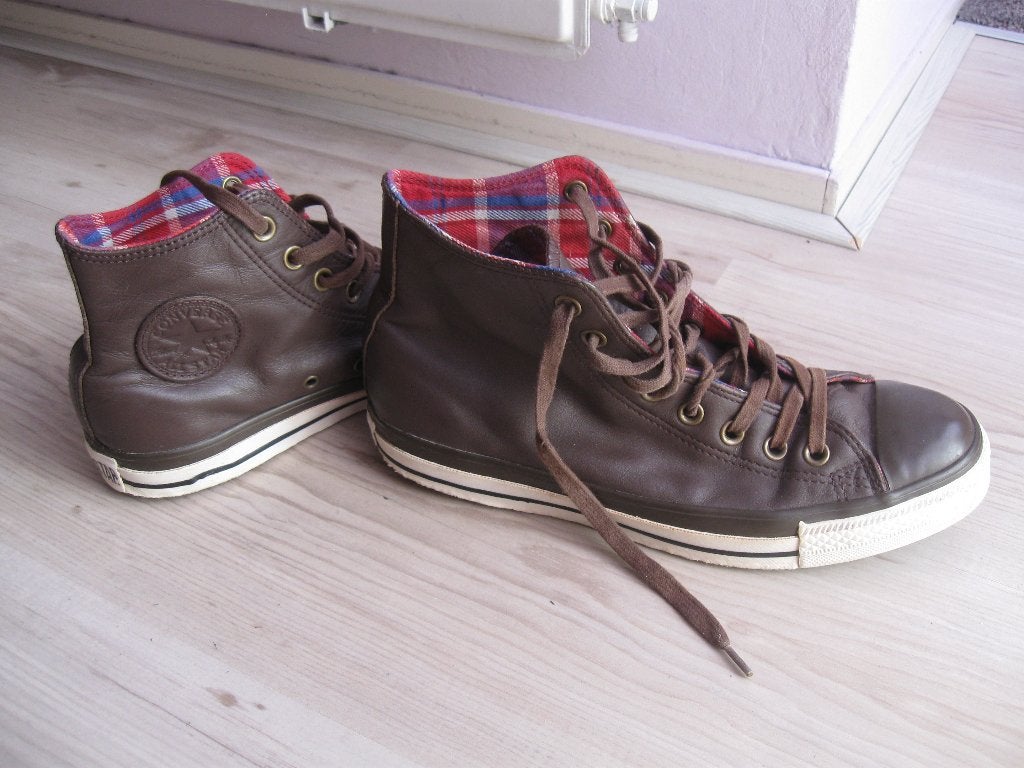 CONVERSE ALL STARS bruin leer maat 41,5 (8) goede staat, Kleding | Dames, Schoenen, Bruin, Ophalen of Verzenden, Converse All Stars