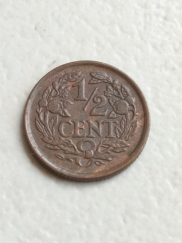 Nederland 1/2 cent 1936., Ophalen of Verzenden, Koningin Wilhelmina, Overige waardes, Losse munt