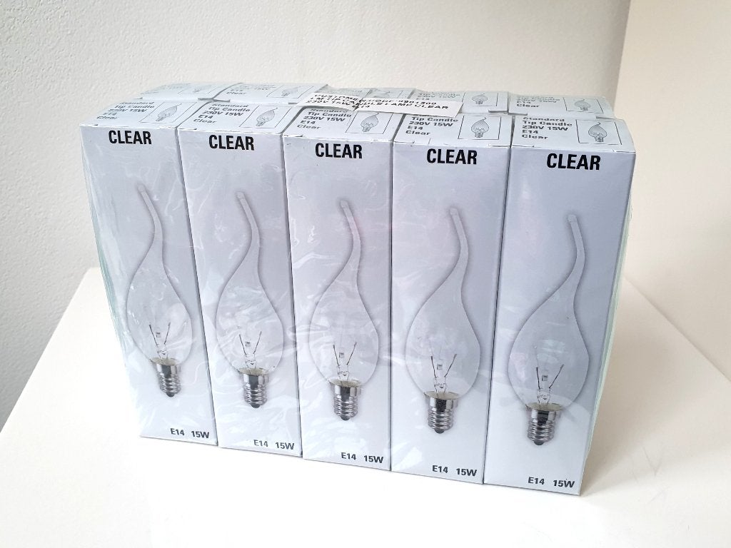 10x kaarslamp, tipkaars helder 15W, E14, €12,50 incl verzndn, Verzenden, Nieuw, E14 (klein), Gloeilamp