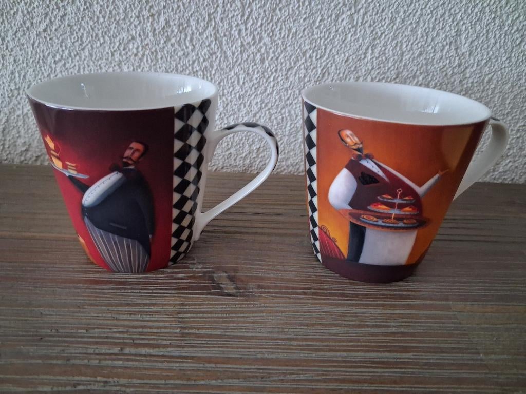 2 prachtige Pimpernel mokjes Cafe Trio, Ophalen of Verzenden, Zo goed als nieuw, Overige stijlen, Kop(pen) en/of Schotel(s)