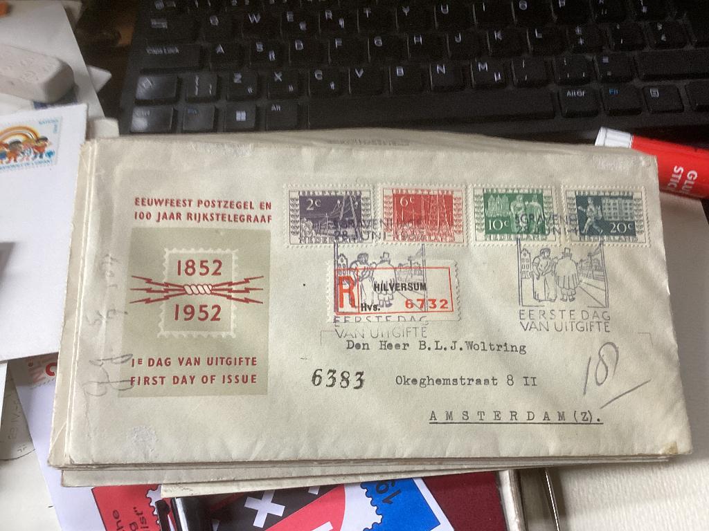 No756 Aangetekend E10 Hilversum Heb van Nederland jaargang, Postzegels en Munten, Postzegels | Eerstedagenveloppen, Ophalen, Beschreven