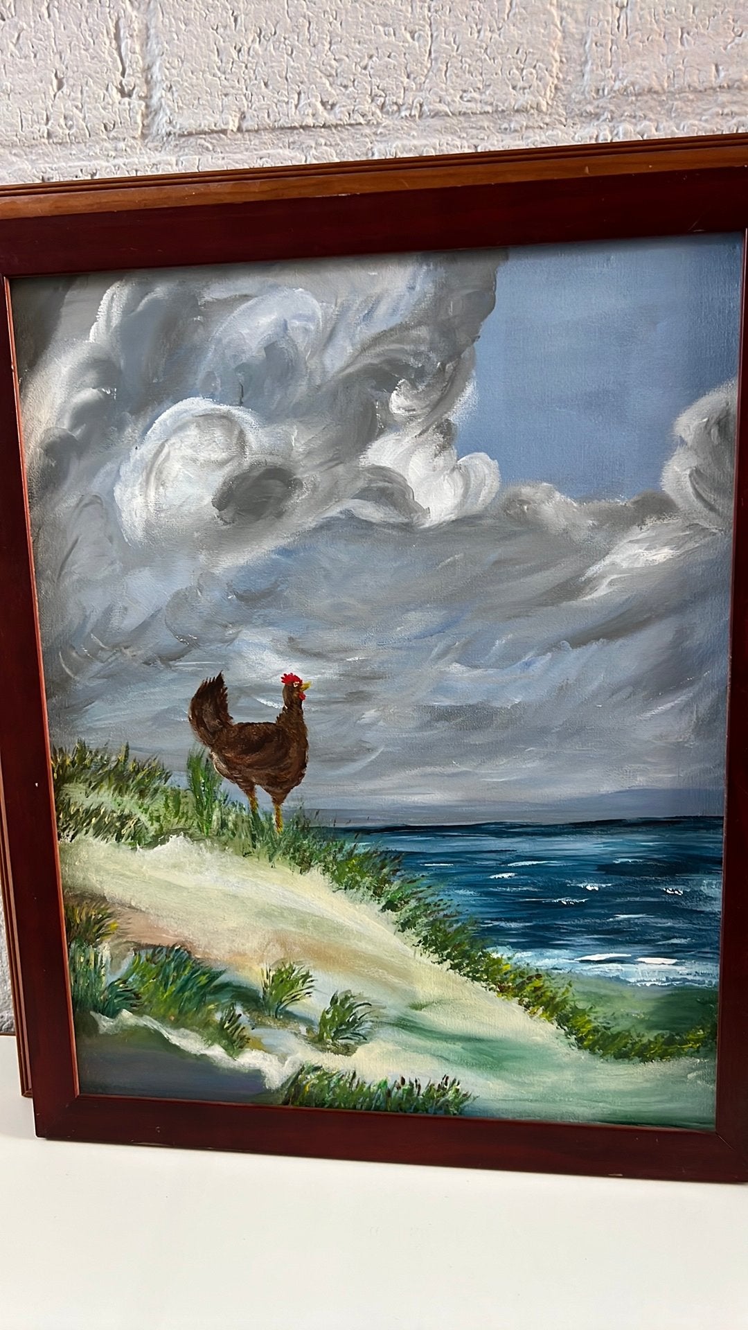 Schilderij strand en duin, Antiek en Kunst, Ophalen, Acrylverf, Overige stijlen, Overige ondergronden