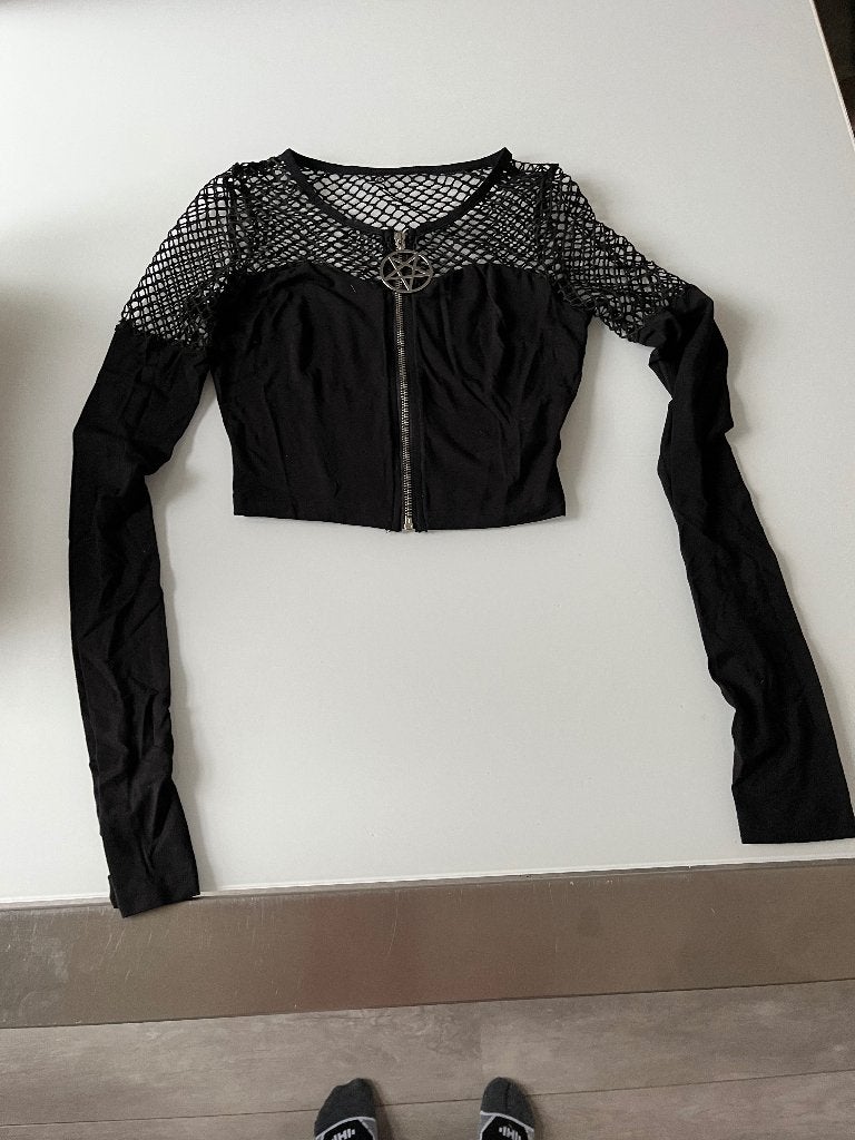 Gothic punk alternatief shirt killstar xs, Ophalen, Zwart, Zo goed als nieuw, Lange mouw