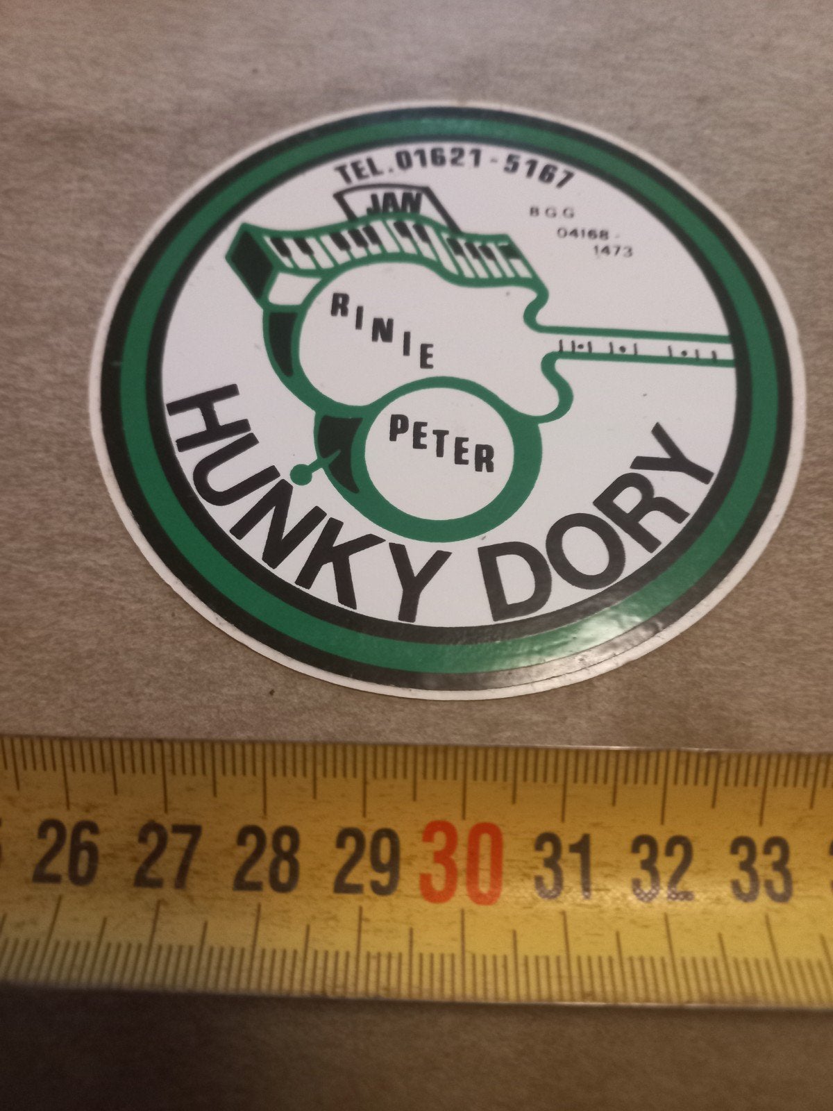 Vintage Hunky Dory Sticker - Jan, Rienie, Peter, Ophalen of Verzenden