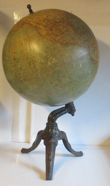 supergrote wereldbol globe 80 cm gietijzeren voet  149, Antiek en Kunst, Ophalen