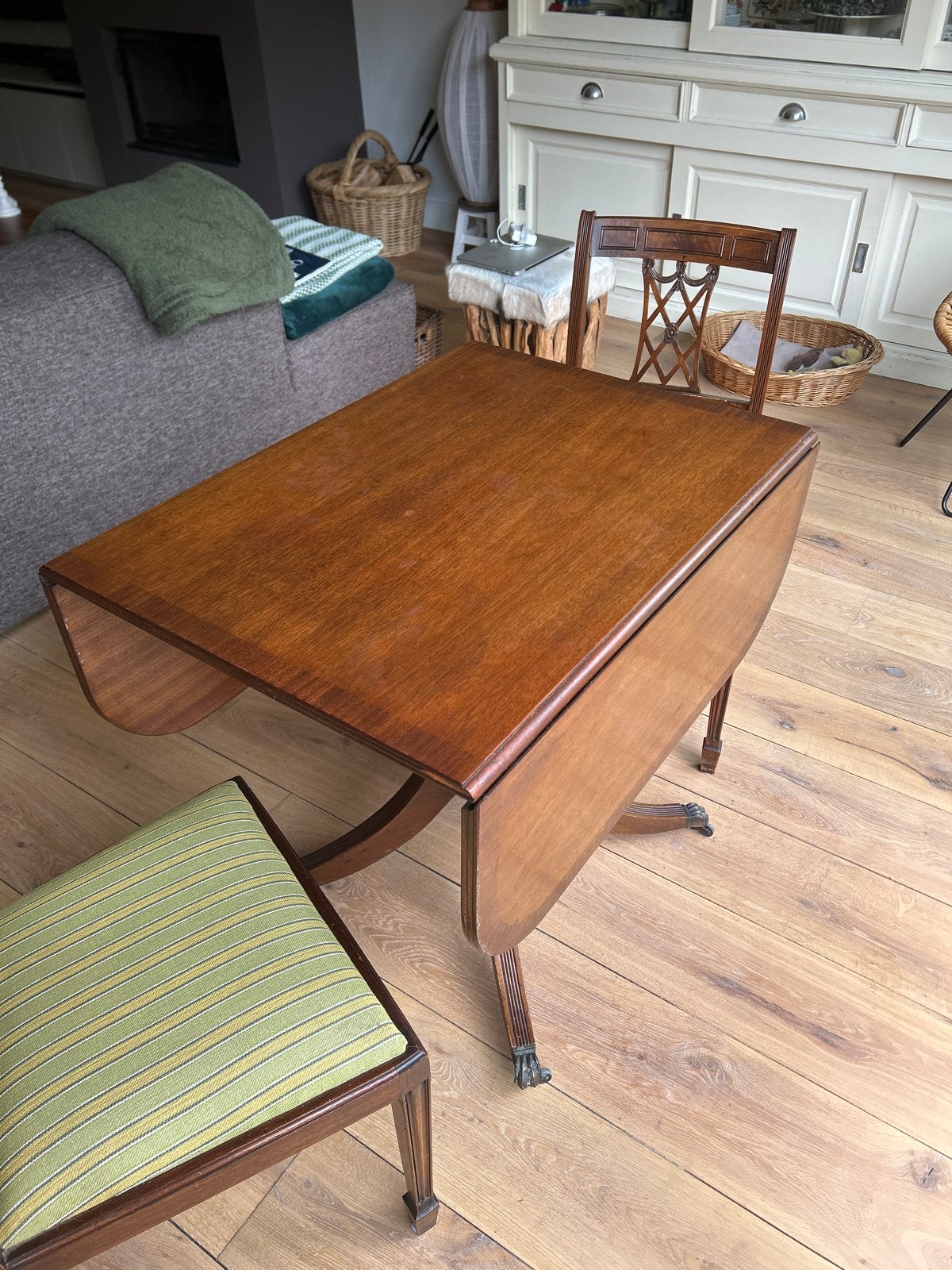 Antieke Gateleg Tafel met 2 Bijpassende Stoelen, Ophalen