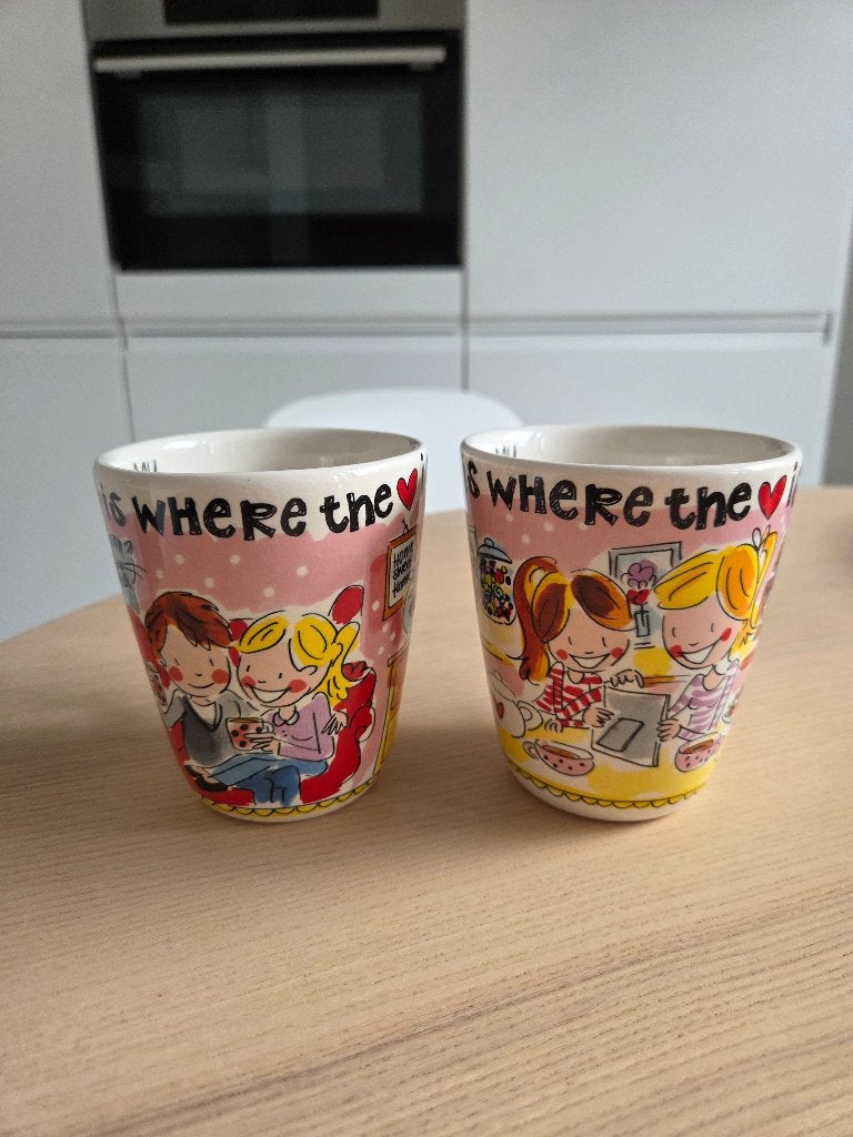 Blond Amsterdam bekers 'Home is where the heart is', Huis en Inrichting, Keuken | Servies, Ophalen, Zo goed als nieuw, Kop(pen) en/of Schotel(s)