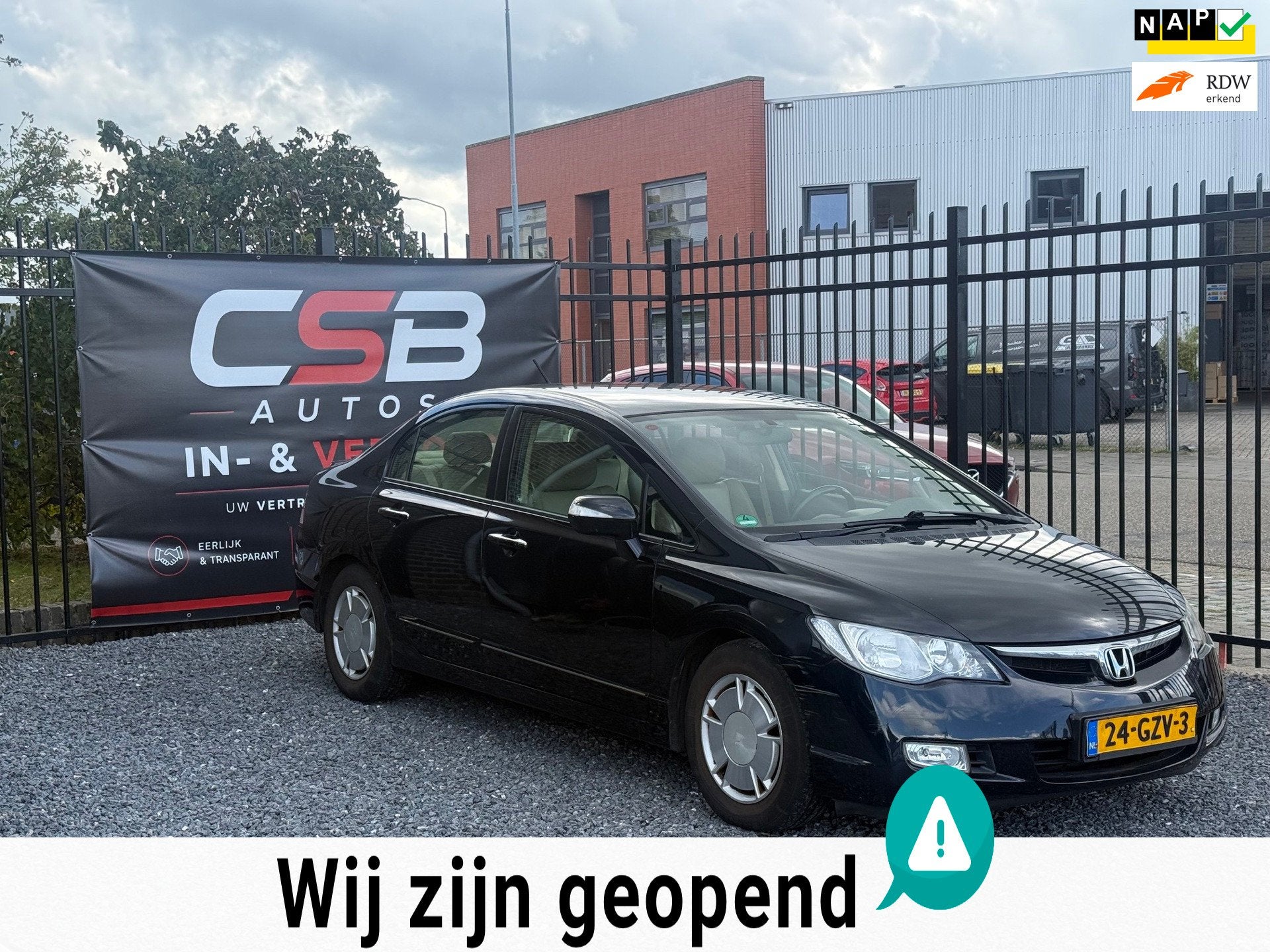 Honda Civic 1.3 Hybrid AIRCO!AUTOMAAT!APK!KOOPJE!, Auto's, Gebruikt, Beige, Automatische klimaatregeling, Zwart