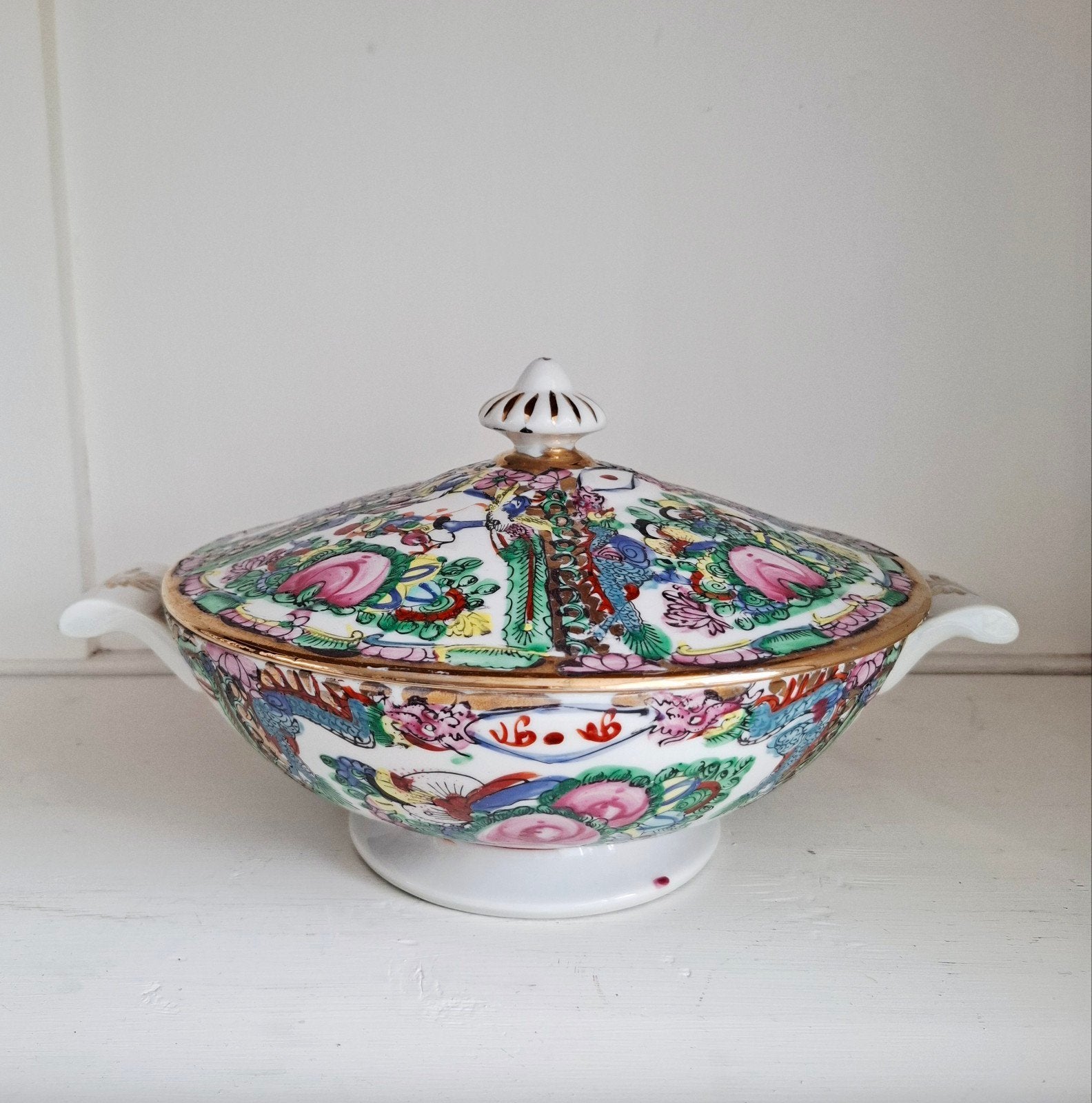 Rose Medallion, antieke Chinese ronde dekschaal, Ophalen of Verzenden