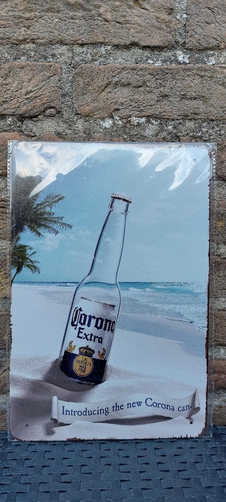 Metalen reclamebord Corona (nr18), Ophalen of Verzenden, Nieuw, Reclamebord, Plaat of Schild, Overige merken