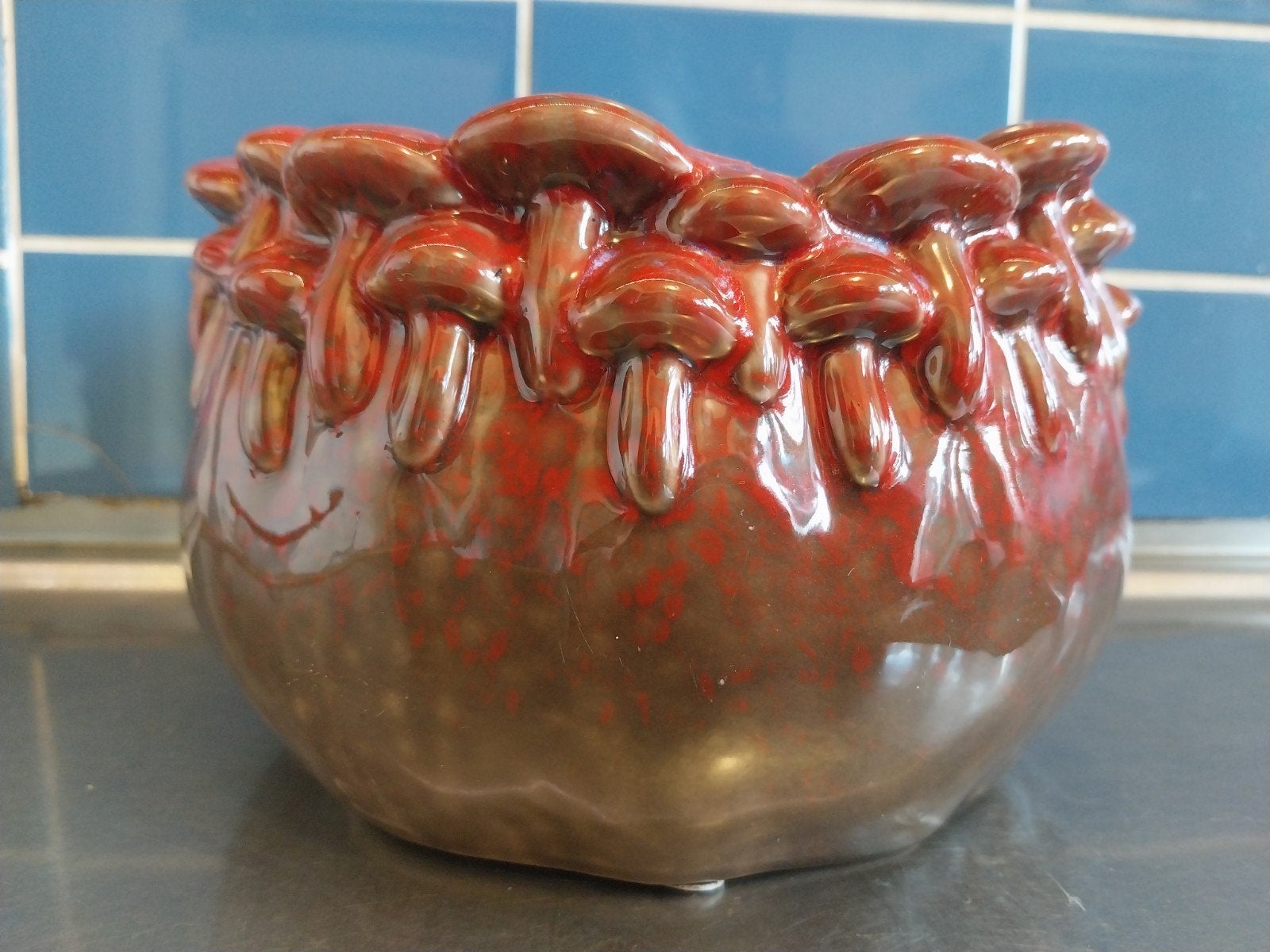 Bloempot met paddenstoelen decor, Binnen, Ophalen of Verzenden, Zo goed als nieuw, Overige vormen