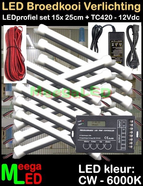 LED profiel strip TC420 SET 15x 25cm Broedkooi Kweekkooi, Ophalen of Verzenden, Nieuw, Aluminium, Broedkooi of Kweekkooi