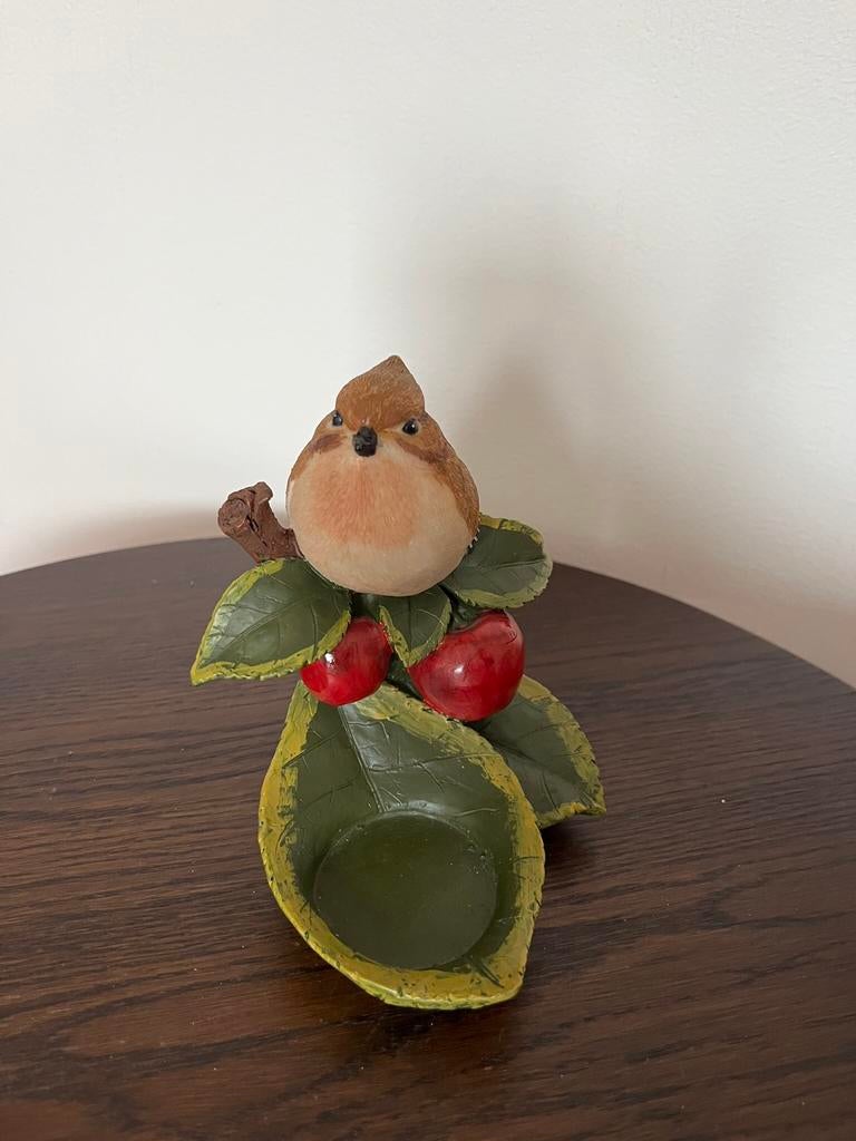 Houder waxinelichtje met vogel, Huis en Inrichting, Woonaccessoires | Kandelaars en Kaarsen, Ophalen, Overige materialen, Overige kleuren