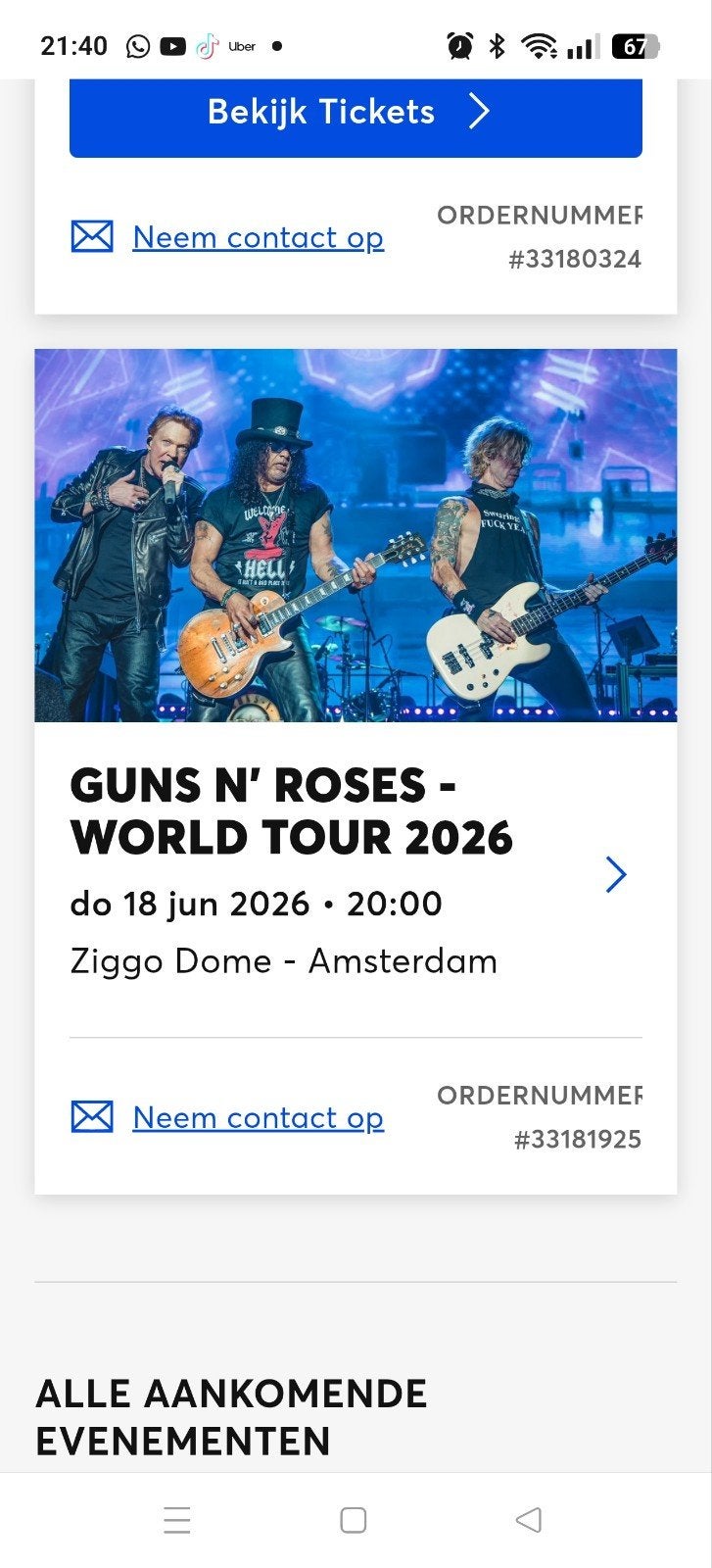 Guns n Roses 2 aparte tickets te koop., Tickets en Kaartjes, Concerten | Overige, Twee personen