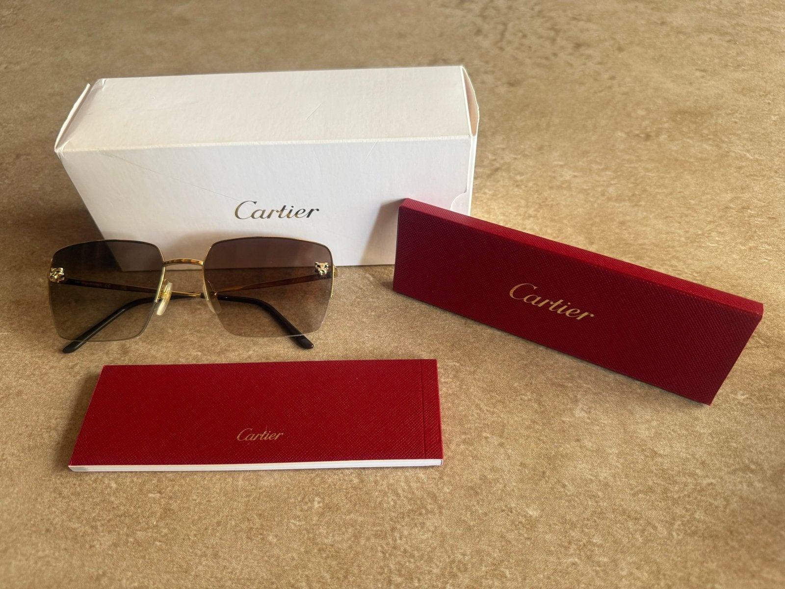 🔥Originele Cartier dames zonnebril , factuur,goud bruin 🔥, Zonnebril, Bruin, Zo goed als nieuw, Ophalen