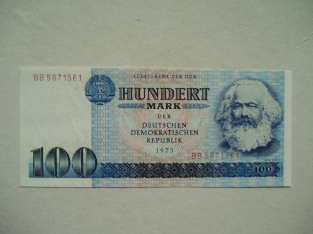 1101. DDR, 100 mark 1975 UNC Karl Marx., Postzegels en Munten, Verzenden, Duitsland, Los biljet