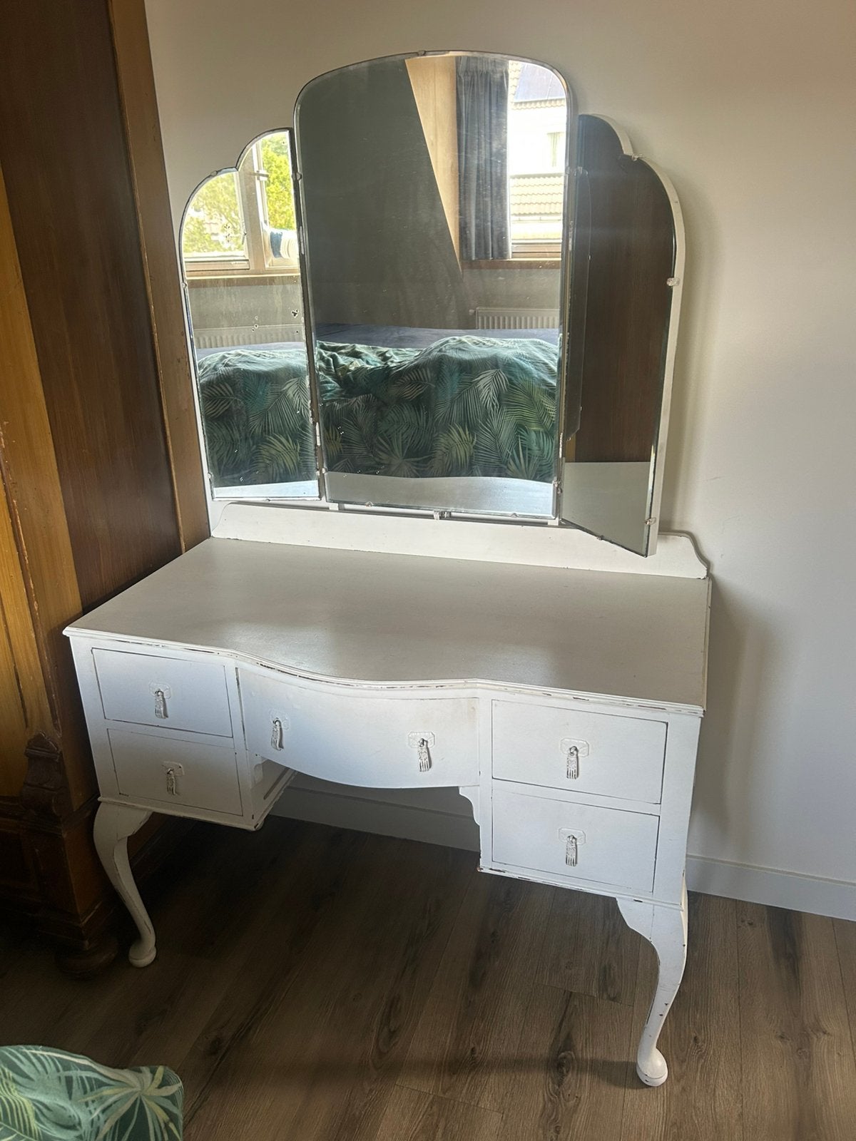 Brocante kaptafel, Huis en Inrichting, Tafels | Kaptafels, Ophalen, Gebruikt, 100 tot 150 cm, Minder dan 100 cm