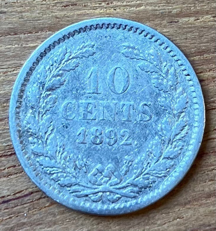 10 cent 1892 Wilhelmina, Postzegels en Munten, Munten | Nederland, Ophalen, Zilver, 10 cent, Koningin Wilhelmina