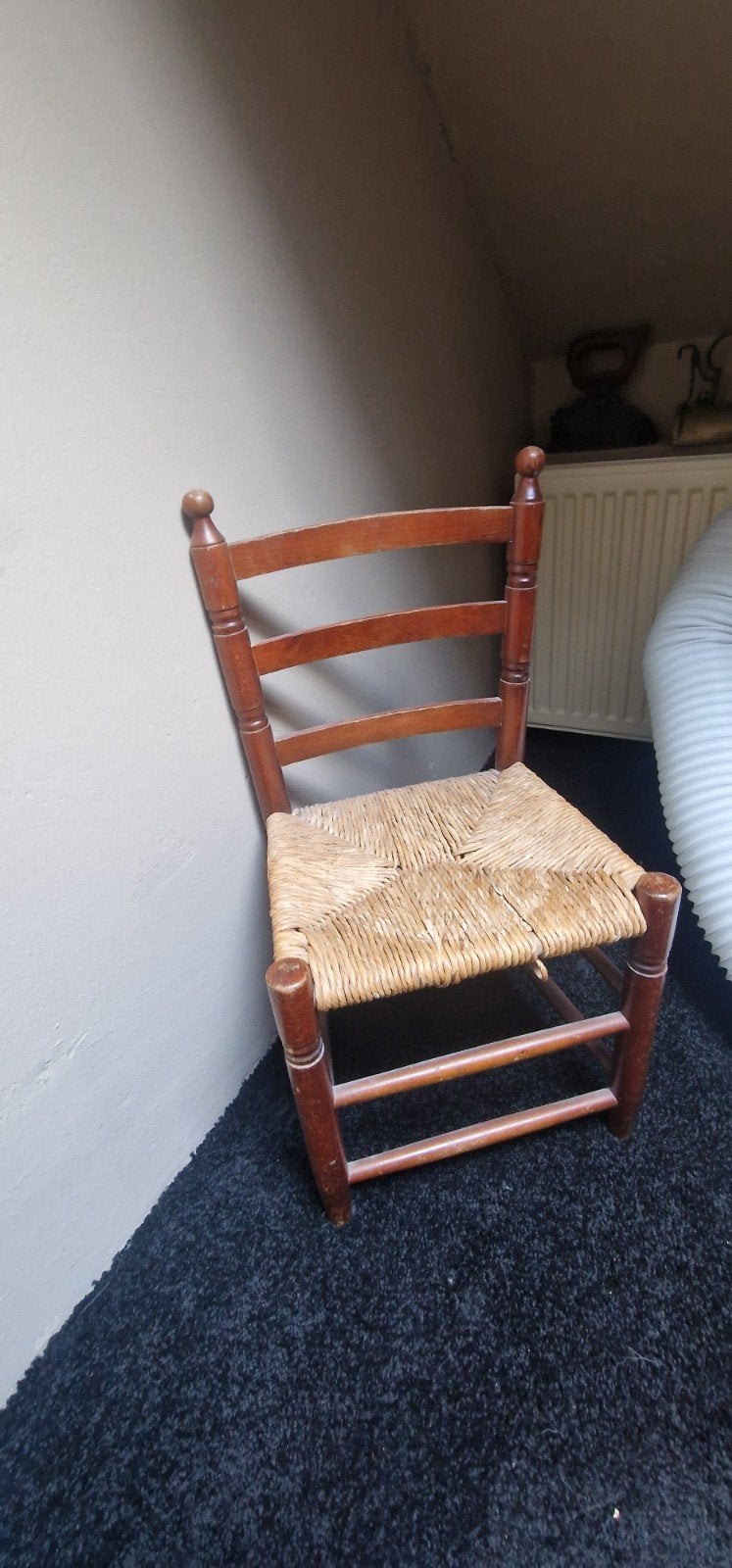 Oude houten boerenstoel / ladderstoel met gevlochten zitting, Antiek en Kunst, Ophalen of Verzenden