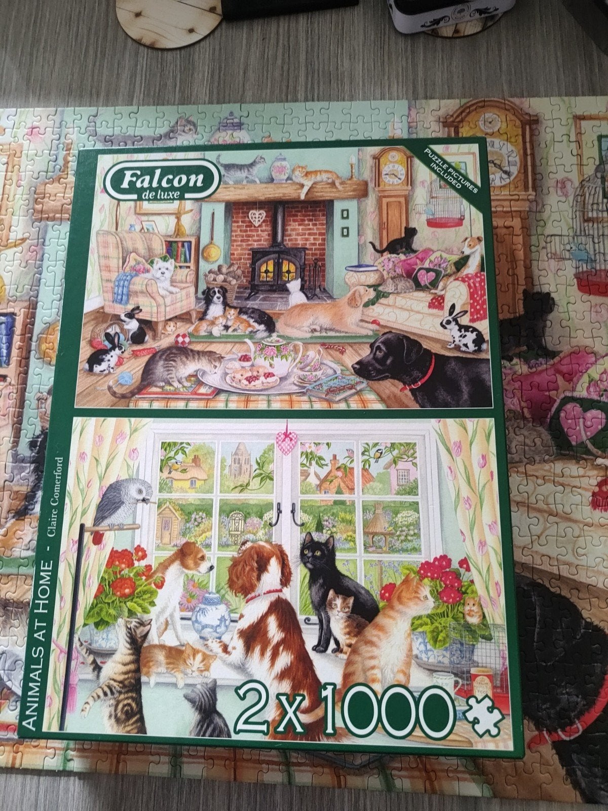 Falcon 2x 1000 stukjes puzzels Animals at home, Hobby en Vrije tijd, Denksport en Puzzels, Ophalen of Verzenden, 500 t/m 1500 stukjes