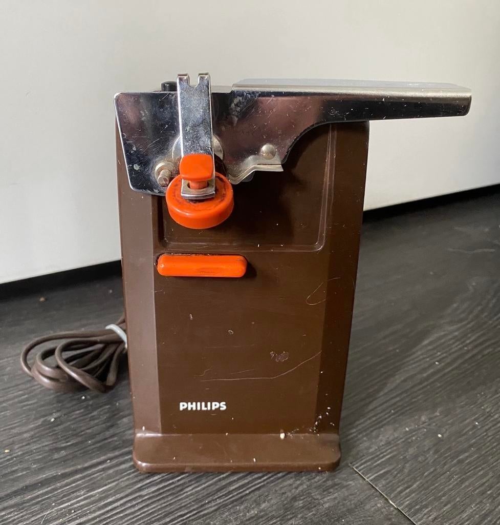 Vintage Philips elektrische blikopener - Bruin, Antiek en Kunst, Ophalen of Verzenden