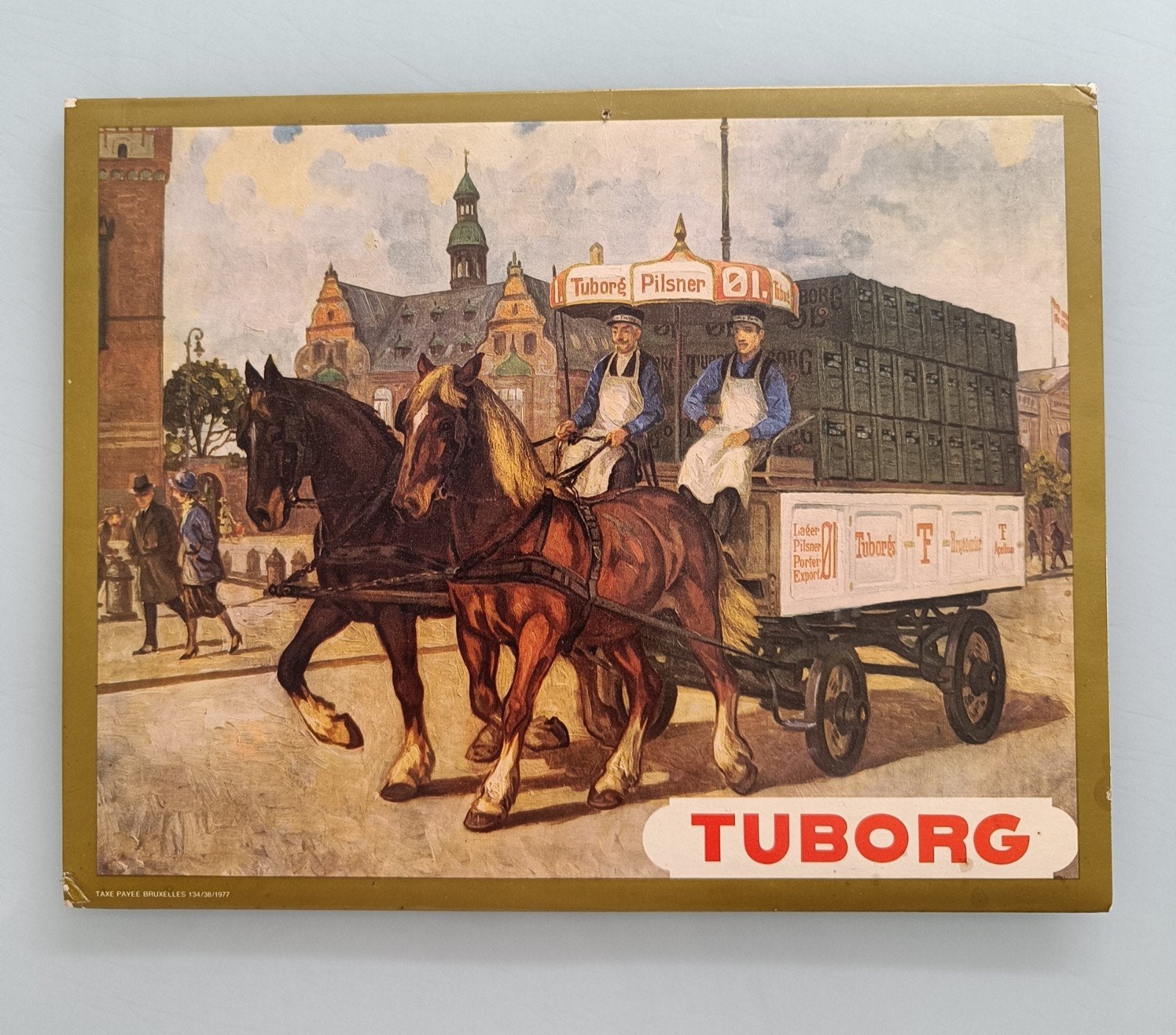 Vintage Tuborg Pilsner reclame bordje., Verzamelen, Biermerken, Ophalen of Verzenden, Gebruikt, Reclamebord, Plaat of Schild, Overige merken