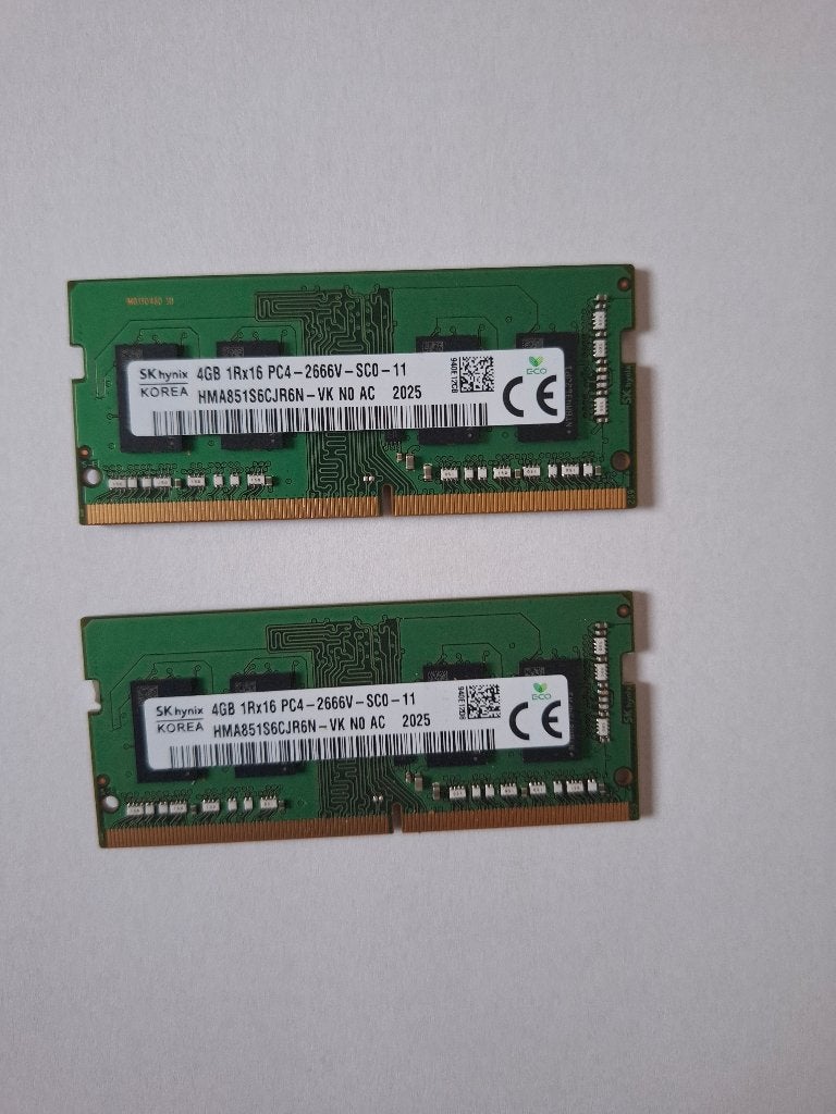 2x 4GB DDR4 2666 geheugenmodule, Computers en Software, RAM geheugen, Gebruikt, DDR4, Ophalen of Verzenden, Laptop