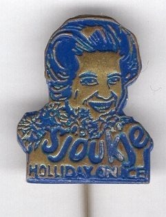 Sjoukje Holiday on ICE blauw op koper speldje ( Y_135a), Verzamelen, Ophalen of Verzenden, Nieuw, Sport, Speldje of Pin
