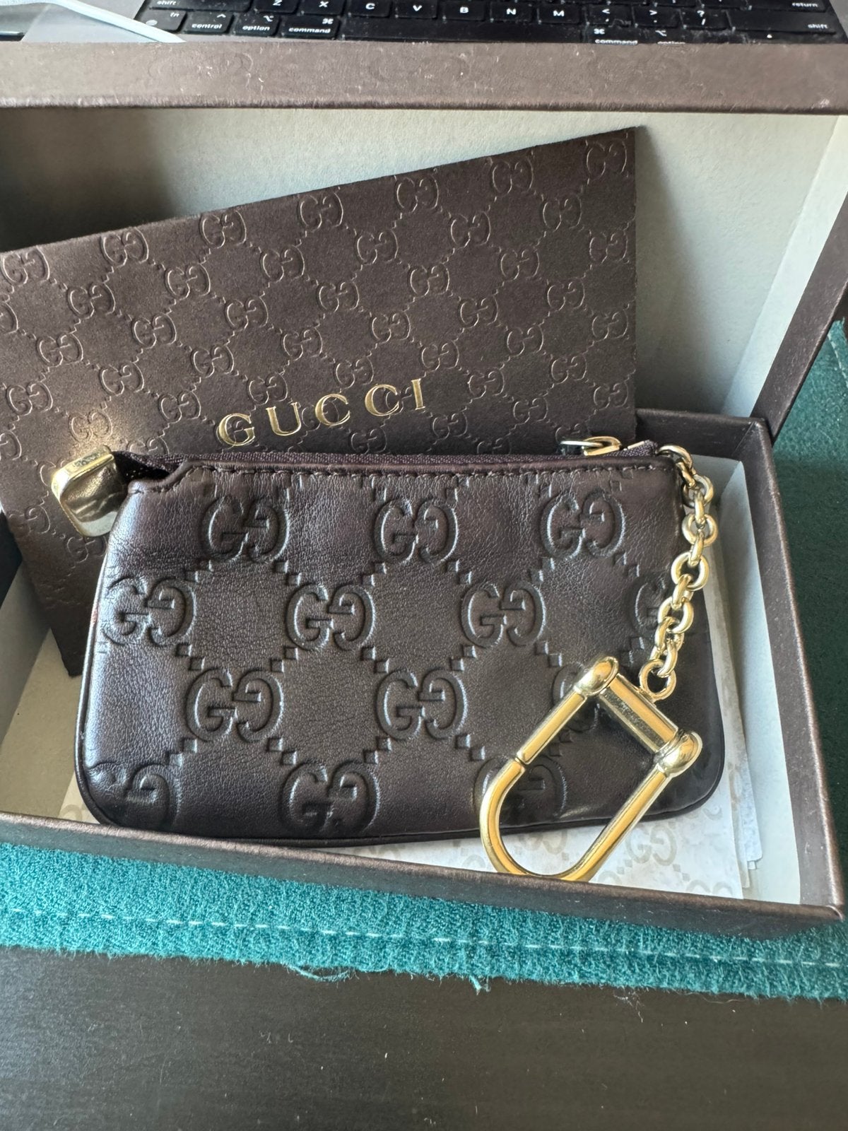 Gucci GG Microguccissima Sleuteletui / keypouch / coinbag, Ophalen of Verzenden, Zo goed als nieuw, Bruin, Leer