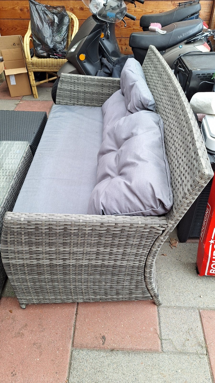 Mooie tuin bank 3 personen plus tefal met glas, Tuin en Terras, Ophalen, Bank