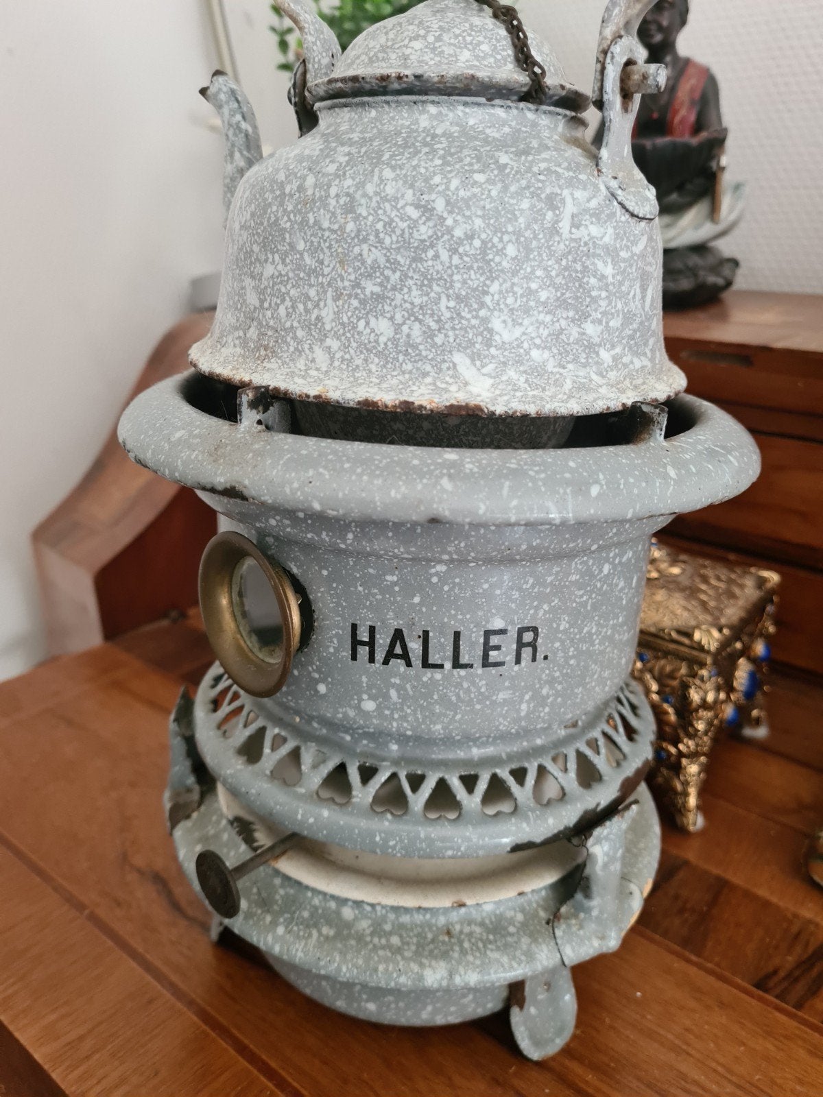 Vintage Original Haller Petroleumkachel met Ketel, Antiek en Kunst, Ophalen of Verzenden