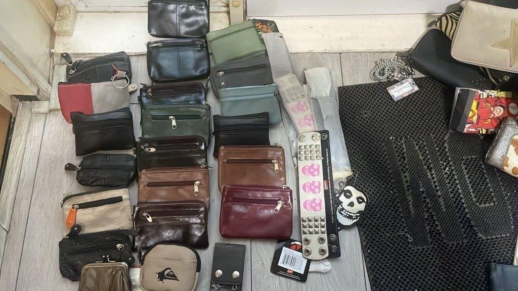 Partij 22x Leren Portemonnees/Tasjes + 7x Armbanden, Ophalen of Verzenden, Nieuw, Zwart, Leer