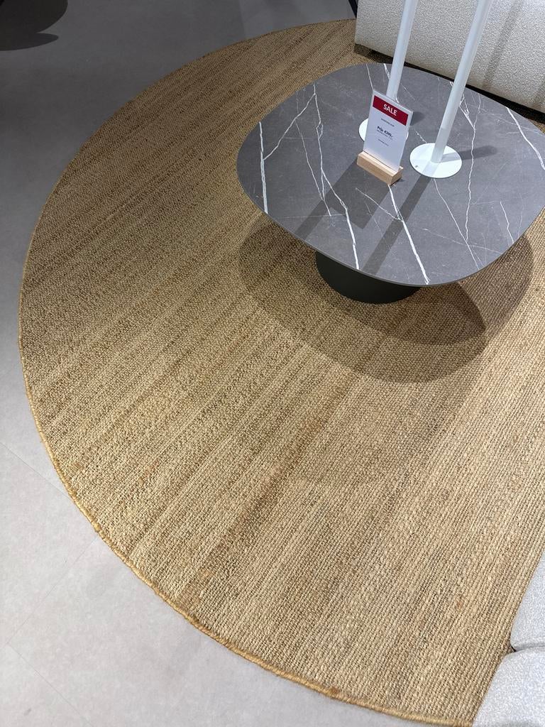 Rond handgeweven hennep vloerkleed - 250 cm diameter, Ophalen, Beige, Rond, Zo goed als nieuw