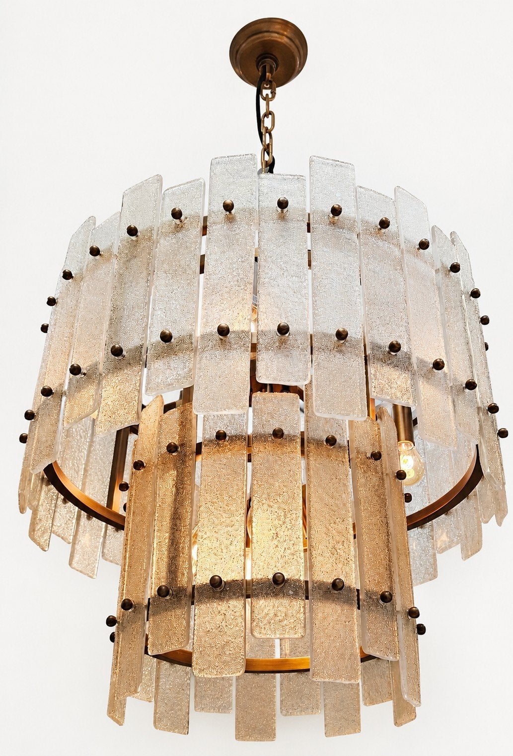EICHHOLTZ NIEUW Hanglamp Caprera Antiek messing/glas E14, Luxe, Modern, Klassiek, E14 (klein), Nieuw, Ophalen of Verzenden