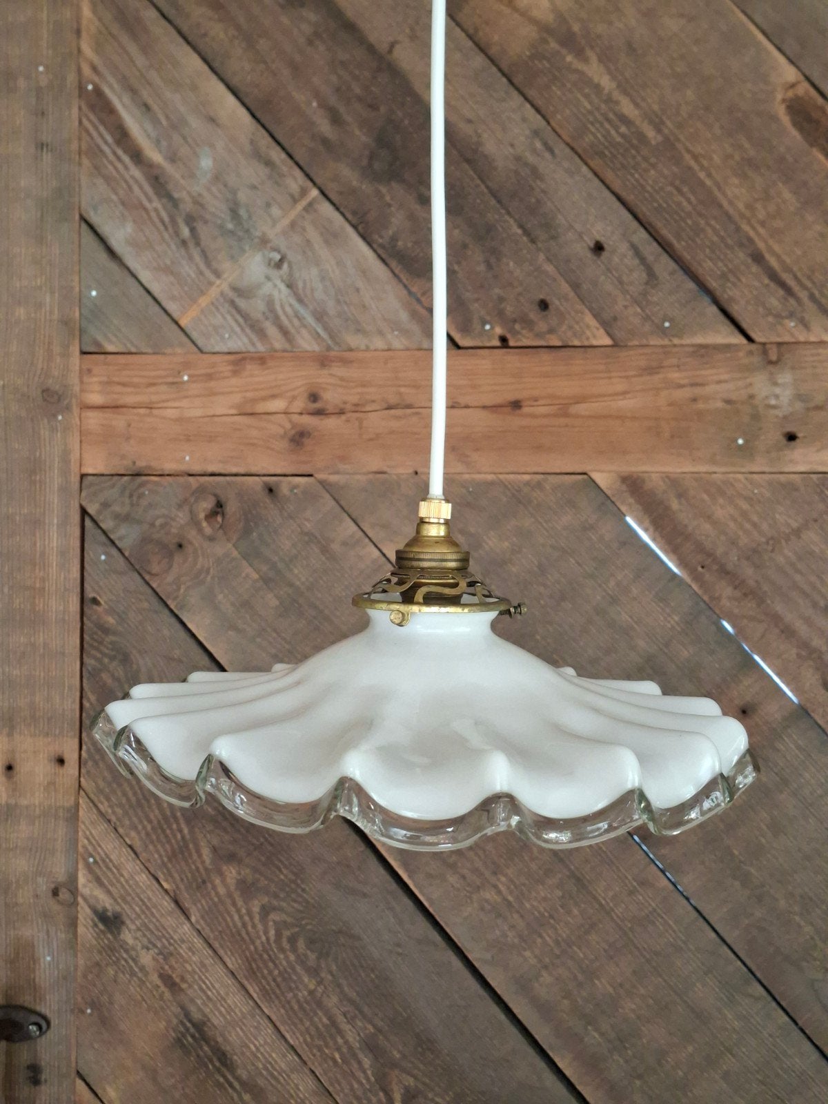 Opaline glas hanglamp , oude Glazen hanglamp, Ophalen of Verzenden