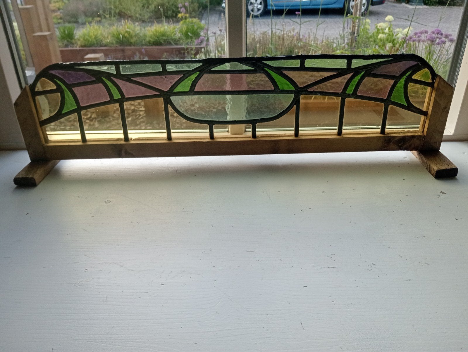 uniek stukje glas in lood in standaard gezet op pootjes 10 €, Ophalen, Minder dan 100 cm