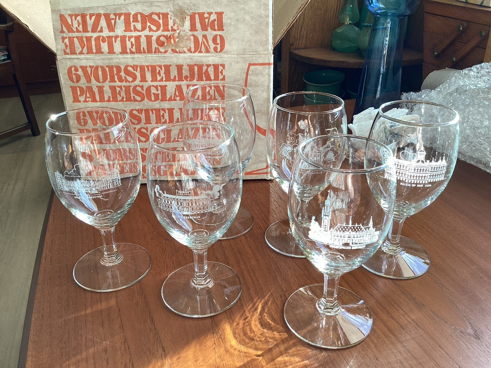 Vintage Vorstelijke Paleisglazen - Complete Set van 6, Ophalen of Verzenden
