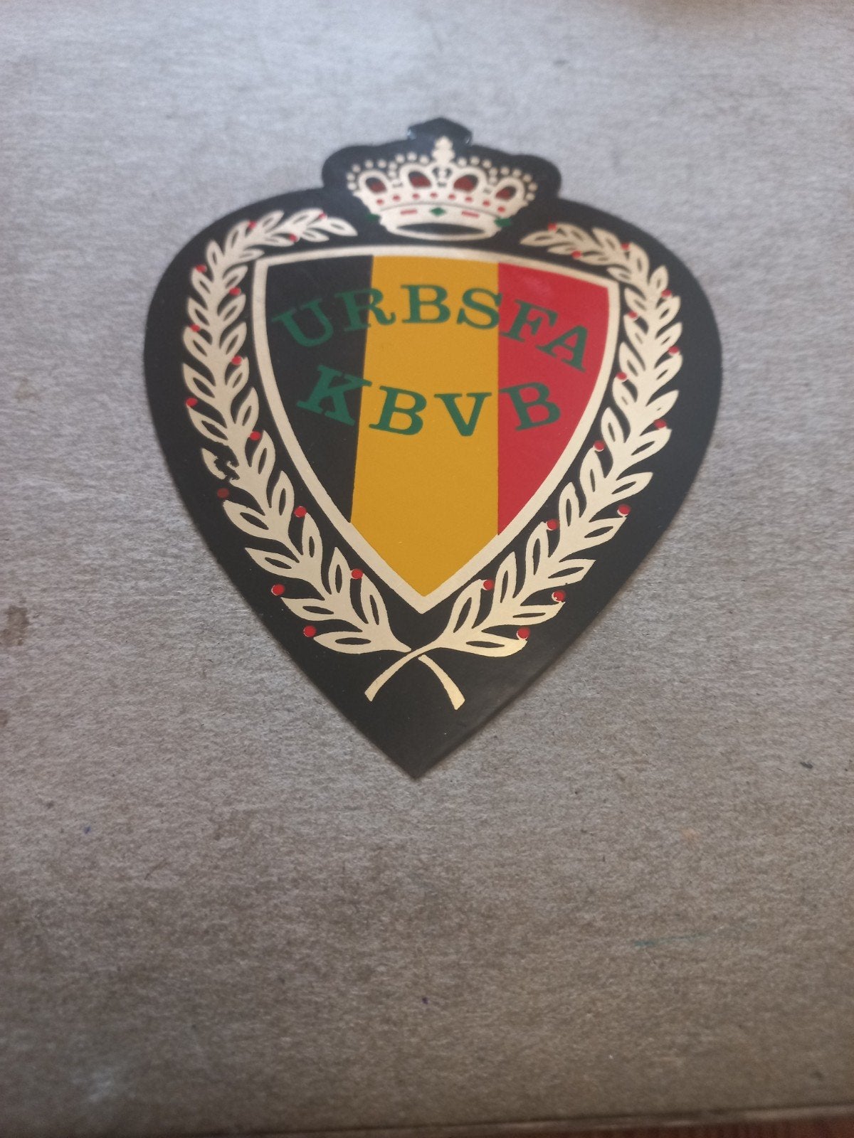 Vintage KBVB/URBSFA België Voetbal Embleem sticker, Verzamelen, Ophalen of Verzenden