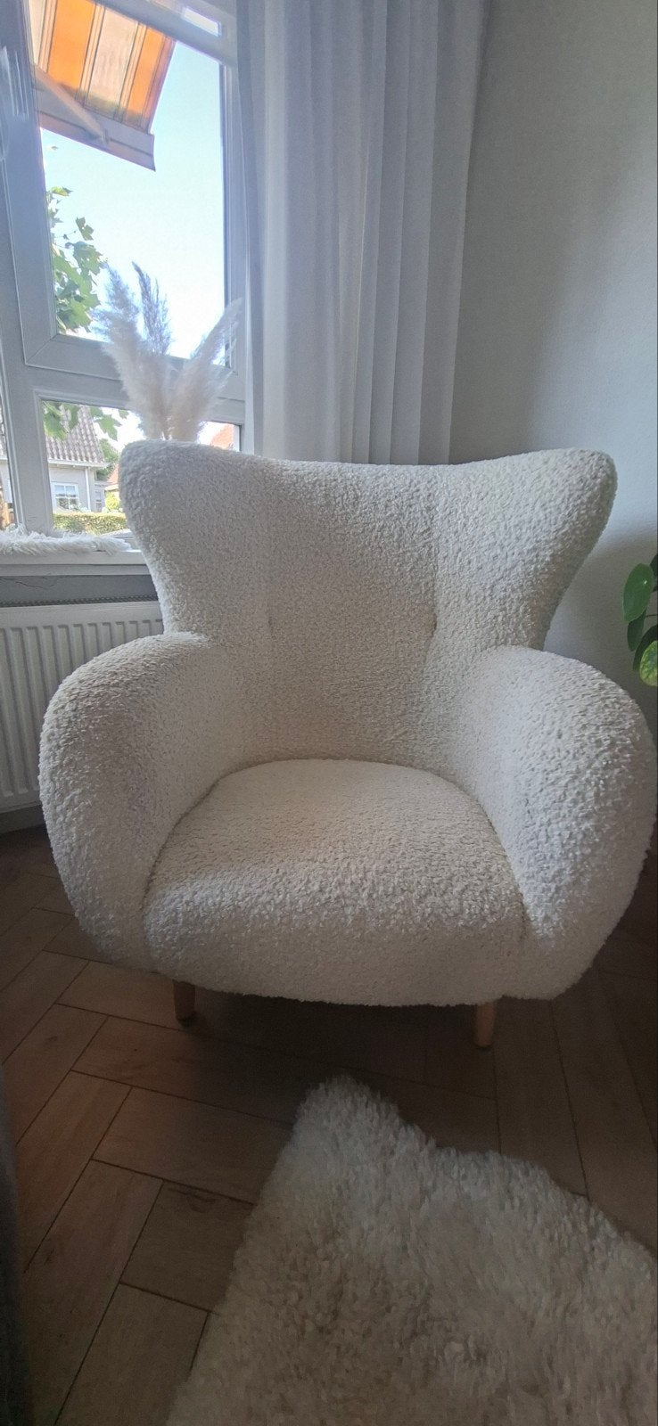 Comfortabele Teddy Bouclé Fauteuil - Zo goed als nieuw, Ophalen, 75 tot 100 cm, Zo goed als nieuw, 75 tot 100 cm