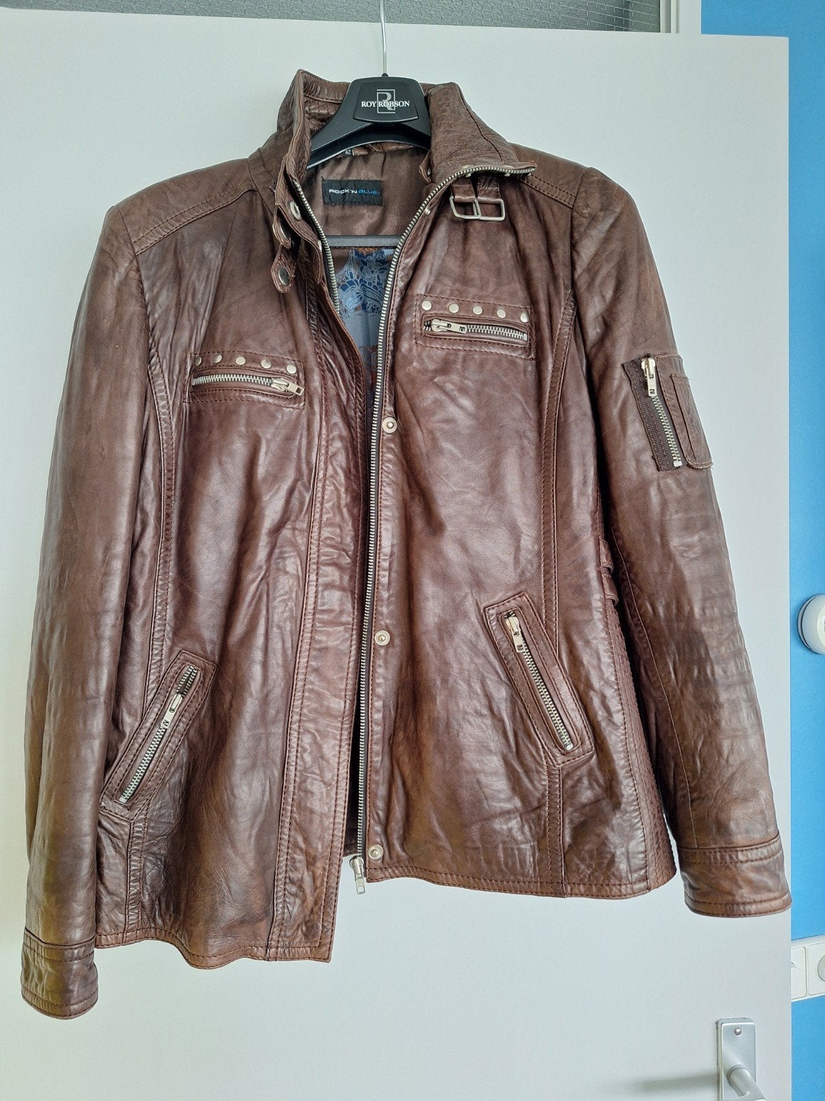 stoer bruin leren jas rock'n blue 42, Kleding | Dames, Rock'n blue, Bruin, Maat 42/44 (L), Ophalen of Verzenden