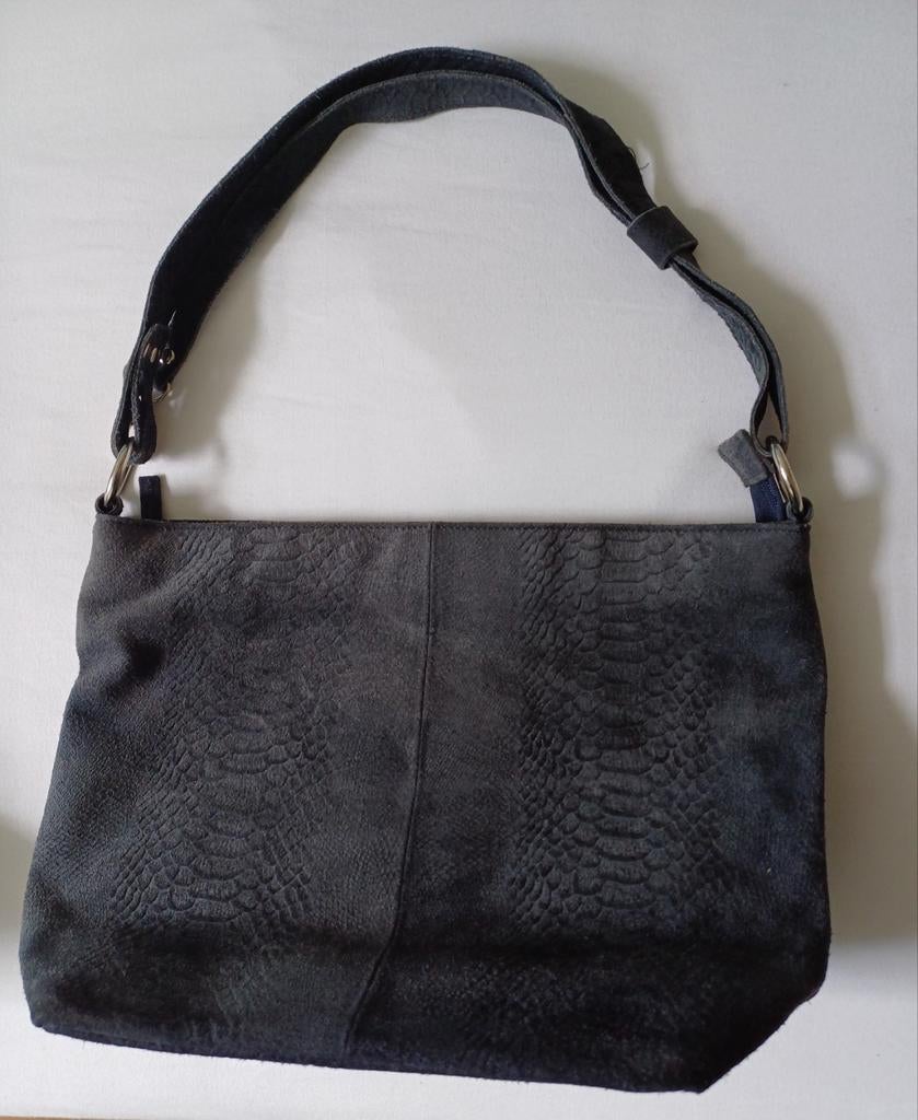 Nieuw Dstrct blauw/grijs leren tas + deels croco print., Ophalen, Nieuw, Blauw, Schoudertasje