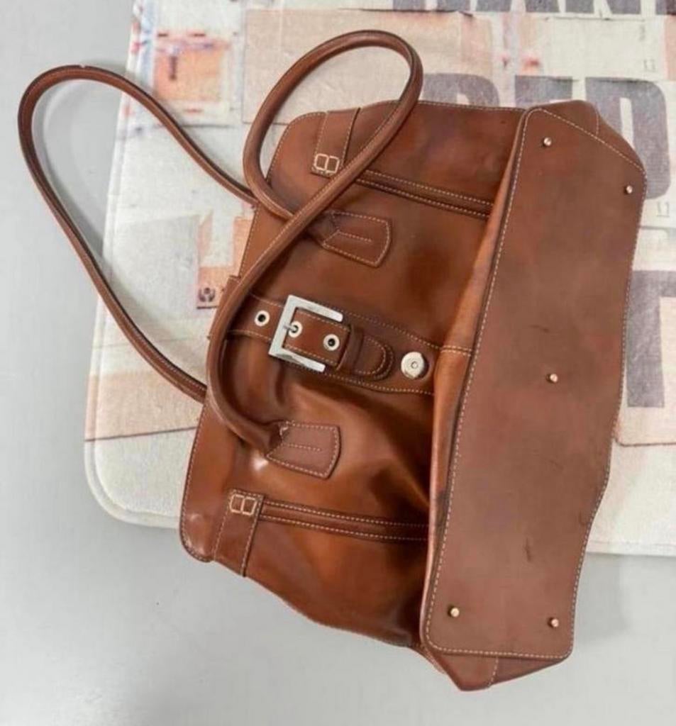 Vintage Abro italy designer bruin bruine lederen damestas, Bruin, Ophalen of Verzenden, Zo goed als nieuw, H